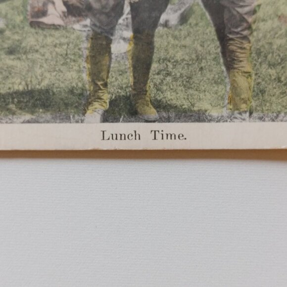 Antique Stereograph Card "Lunch Time" for the troops Made in USA Colour Card - Picture 2 of 4